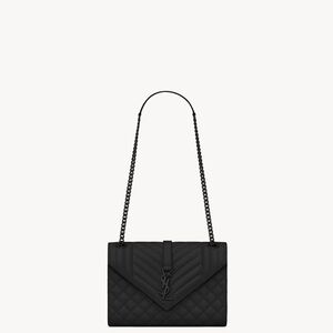 Saint Laurent ENVELOPE MEDIUM IN QUILTED GRAIN DE POUDRE EMBOSSED LEATHER